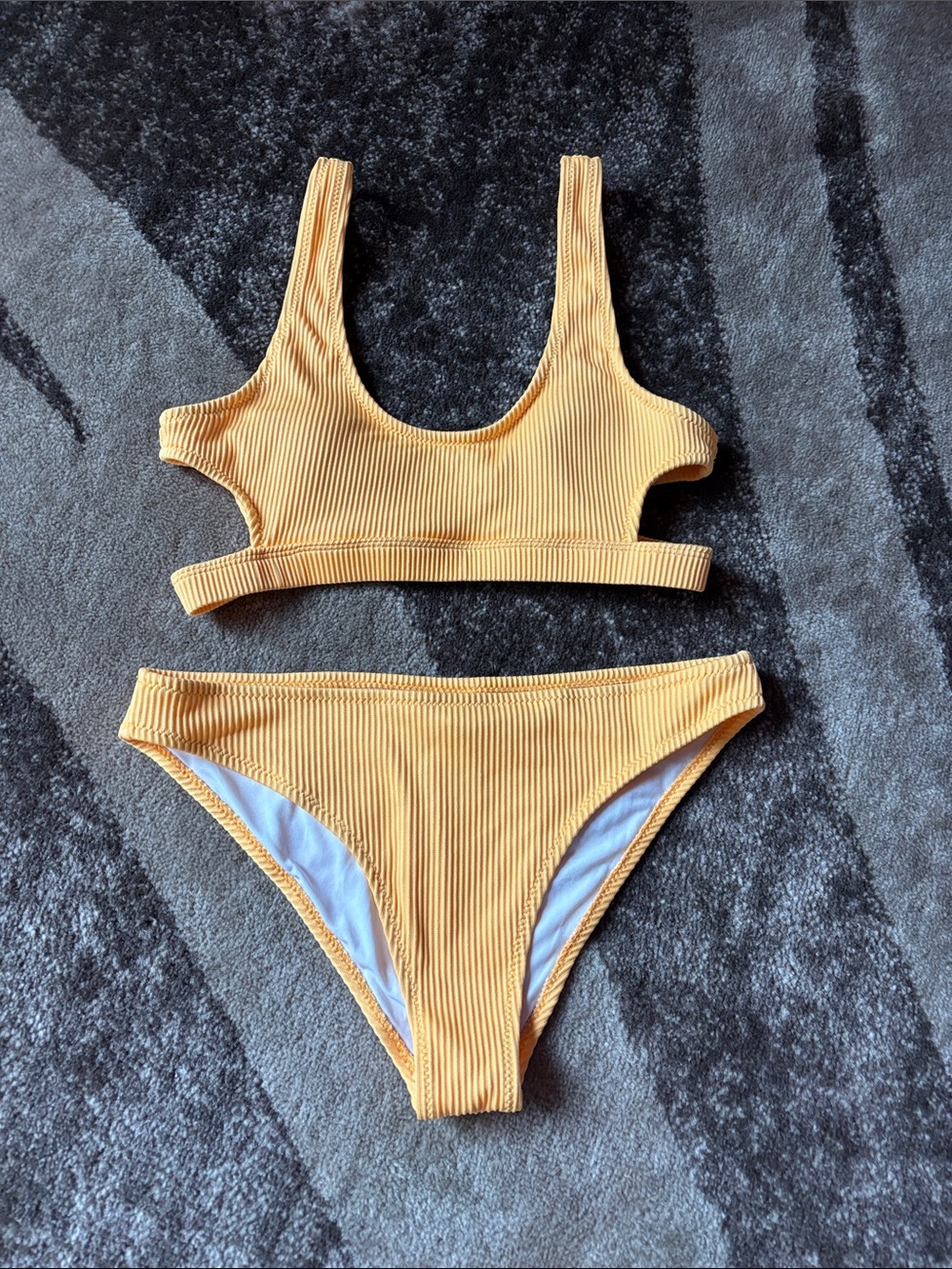 Cupshe Yellow Ribbed Scoop Bikini Set